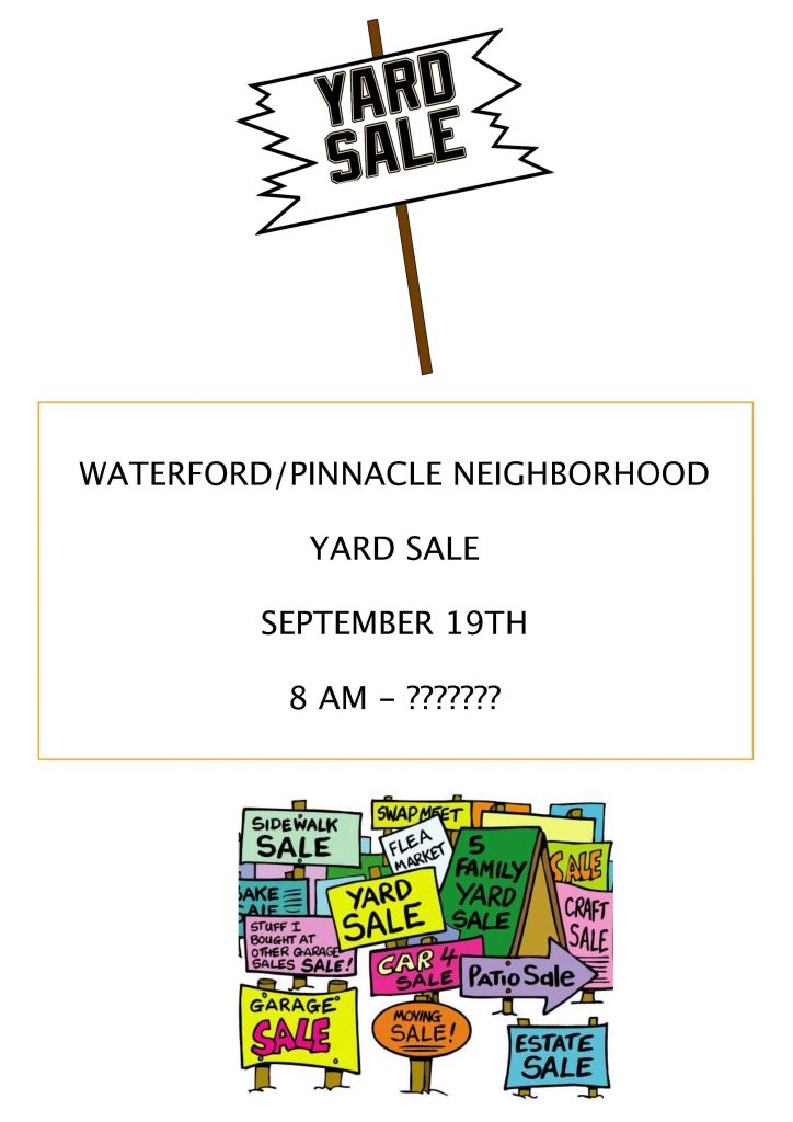 Fall Neighborhood Yard Sale Saturday September 19th Waterford Lexington